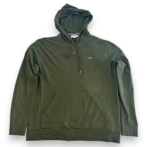Lacoste Mens XL Jersey Hoodie Green 100% Cotton Pit To Pit 23.5"